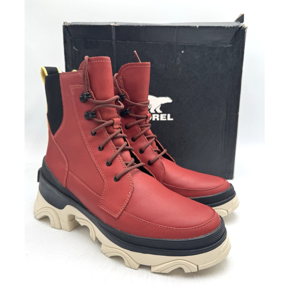 Sorel BREX BOOT LACE WP Women's NEW Waterproof Boot Red US Size 9.5 Medium - Picture 1 of 11
